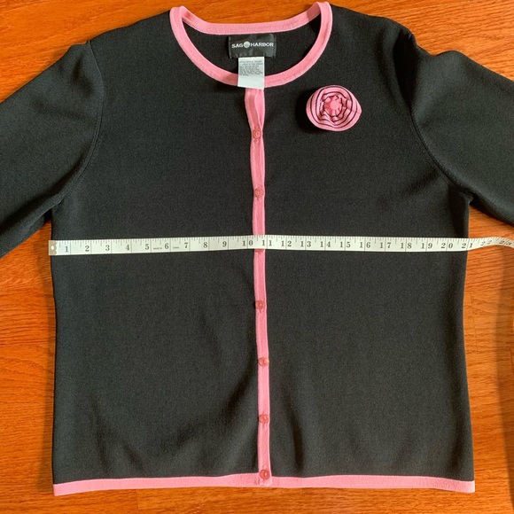 SAG Harbor- women’s button up cardigan, black and pink, size XL - Picture 9 of 9